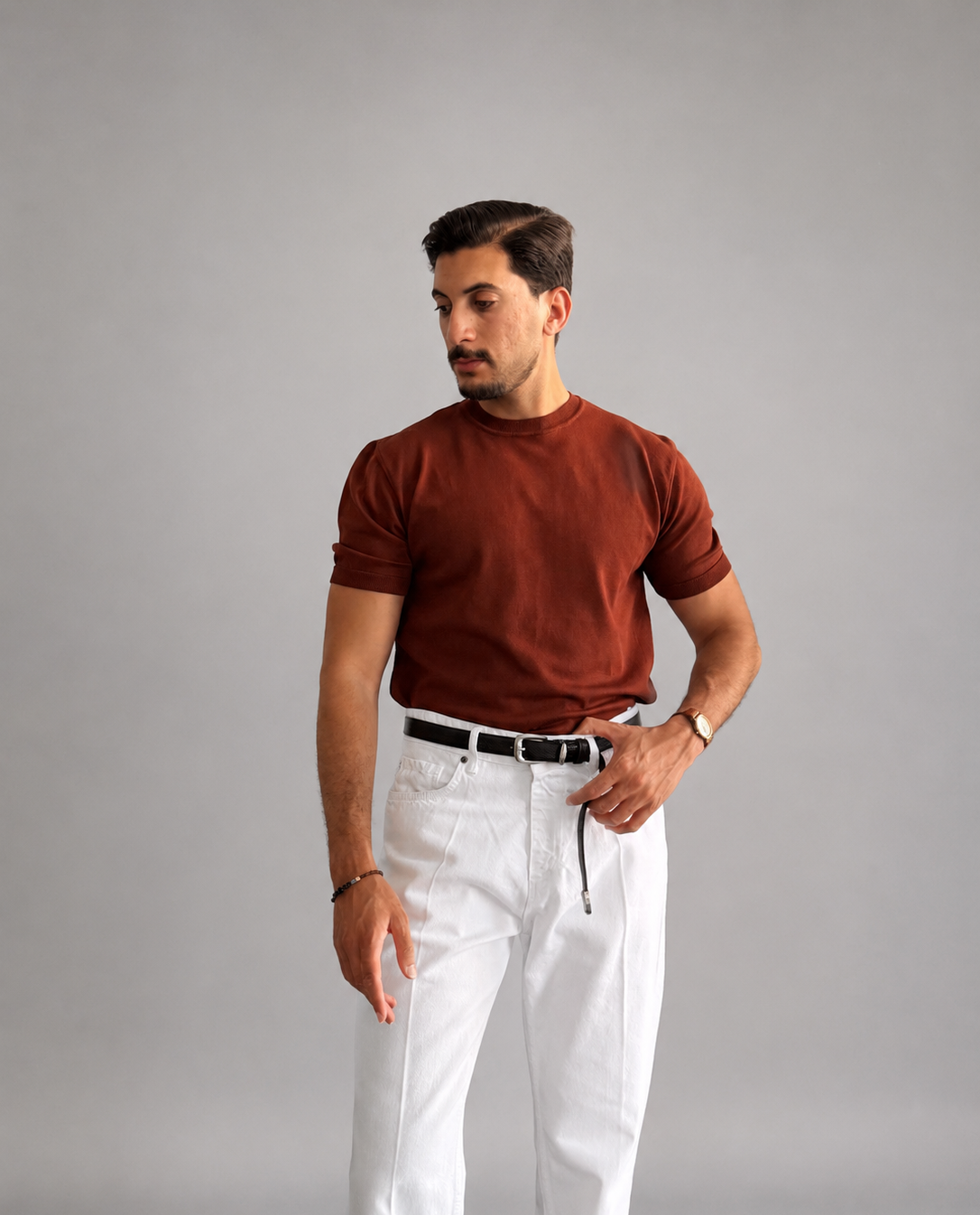 T-shirt semi high neck